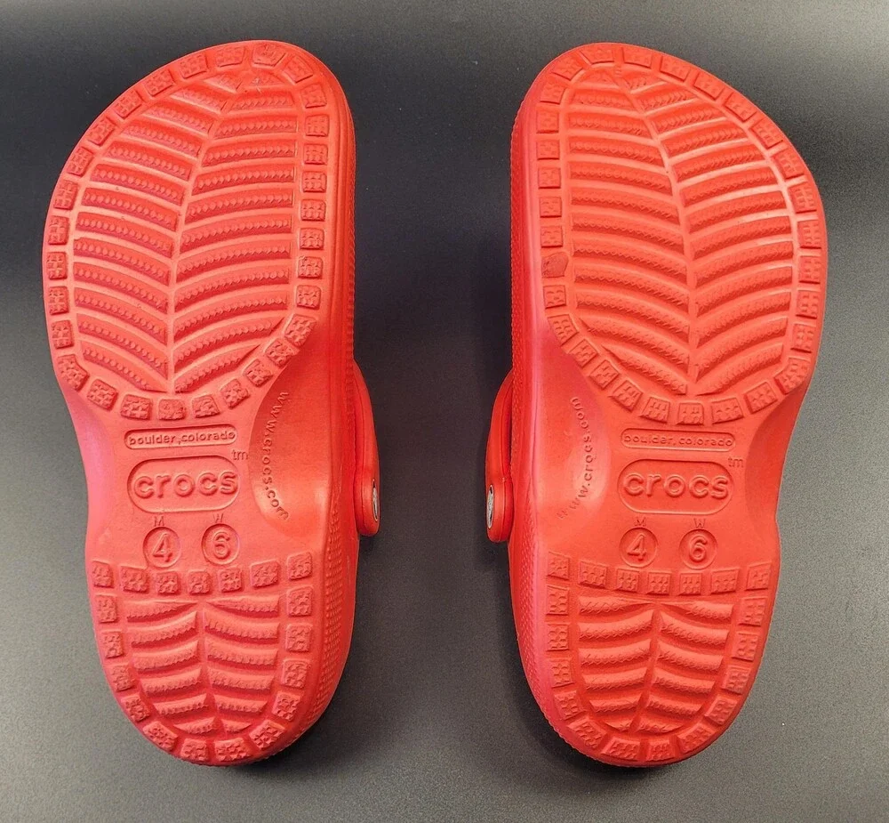 Crocs Clog Shoes Unisex Mens Size 4 Womens 6 Red Slip On Comfort Sandals Foam
